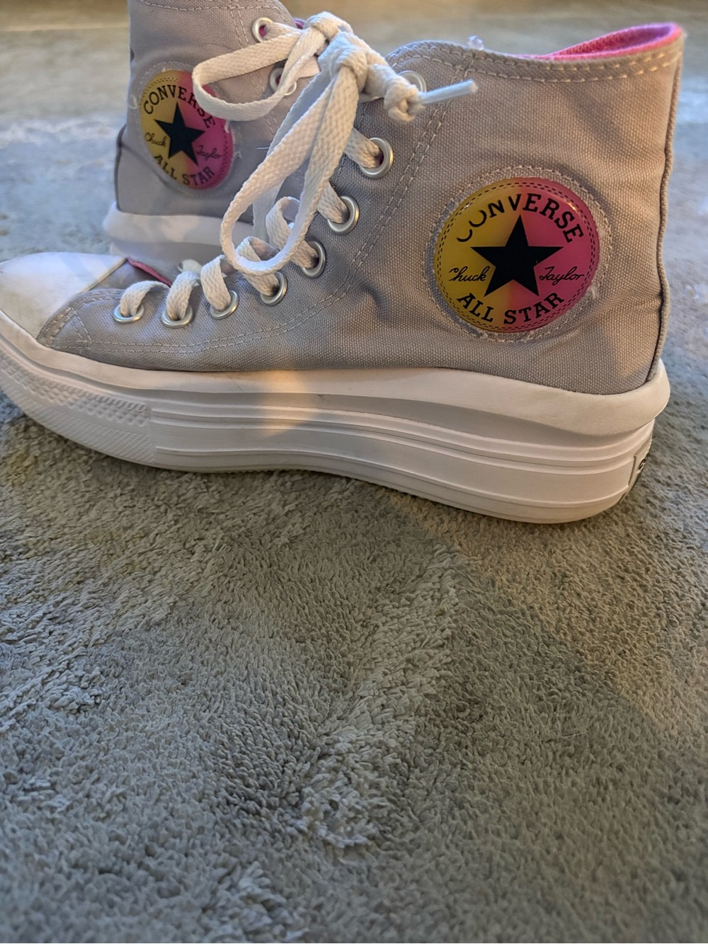 Converse Kids Pink and White Canvas Sneakers